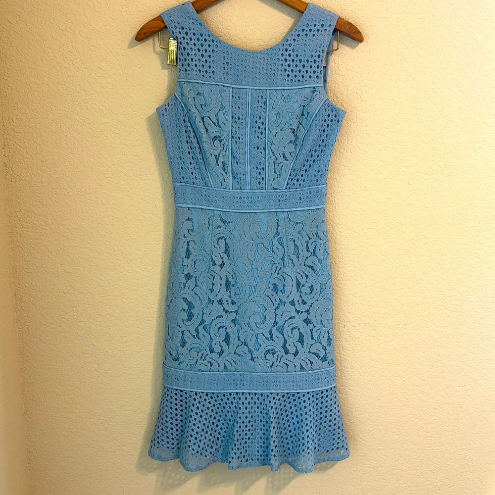 ANTONIO MELANI Blue Lace Mini Dress